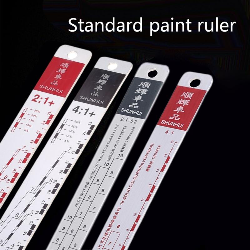 Standard Paint Ruler Paint Mixing Tool Ruler Paint Tool Black/R-ed Suitable for Cars Steel Ruler Paint Tool