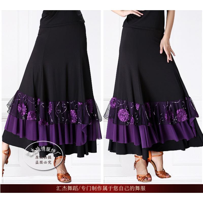 Юбка для современного танца, Юбка для танцевального конкурса, Костюм для бальных танцев, Юбка-полусолнце, Блестки, Вышивка, Костюм для танцевального выступления