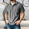 Мужская футболка с потертыми лацканами, повседневная футболка с коротким рукавом, летняя футболка с воротником на пуговицах и карманом для работы, повседневной носки на улице