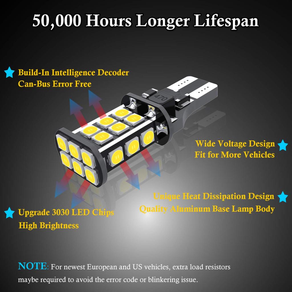 921 Светодиодная Автолампа Улучшение Супер Яркая T15 912 W16W Светодиодная 921 Лампа 3030