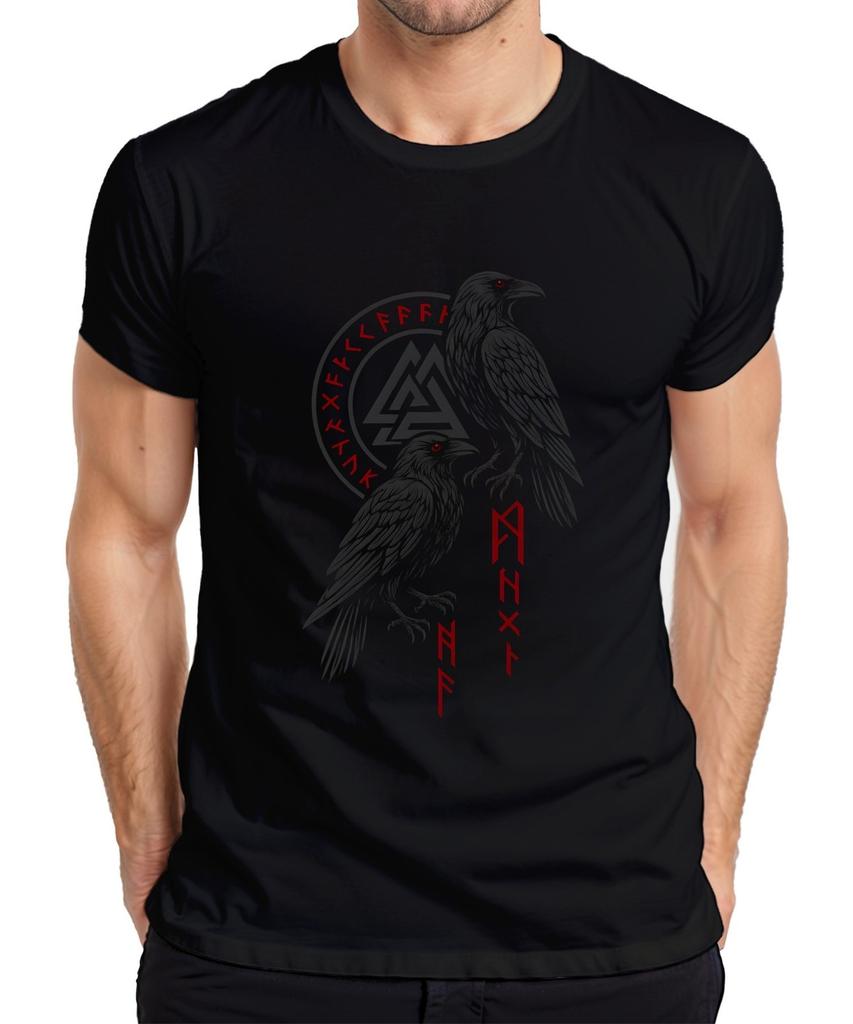 Viking Raven Odin Raven Hugin Munin Norse Runes Valknut Men's T-Shirt