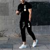 New Summer  Men Tops Tees 3D Printed Casual Streetwear Vintage Tracksuits Short Sleeve T Shirt Long Sweatpants Men 2 Piece Sets