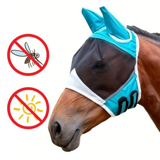 Сетчатая защита для лица от мух с ушами, защита от ультрафиолета, дышащая защита для лица лошади для защиты глаз от насекомых-вредителей