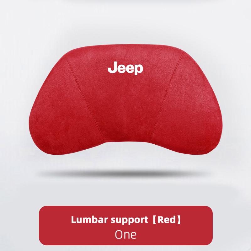 Car Suede Headrest Auto Logo Seat Neck Pillow Waist Cushioning For Jeep Grand Cherokee Wrangler JK Gladiator Compass Renegade AMO1