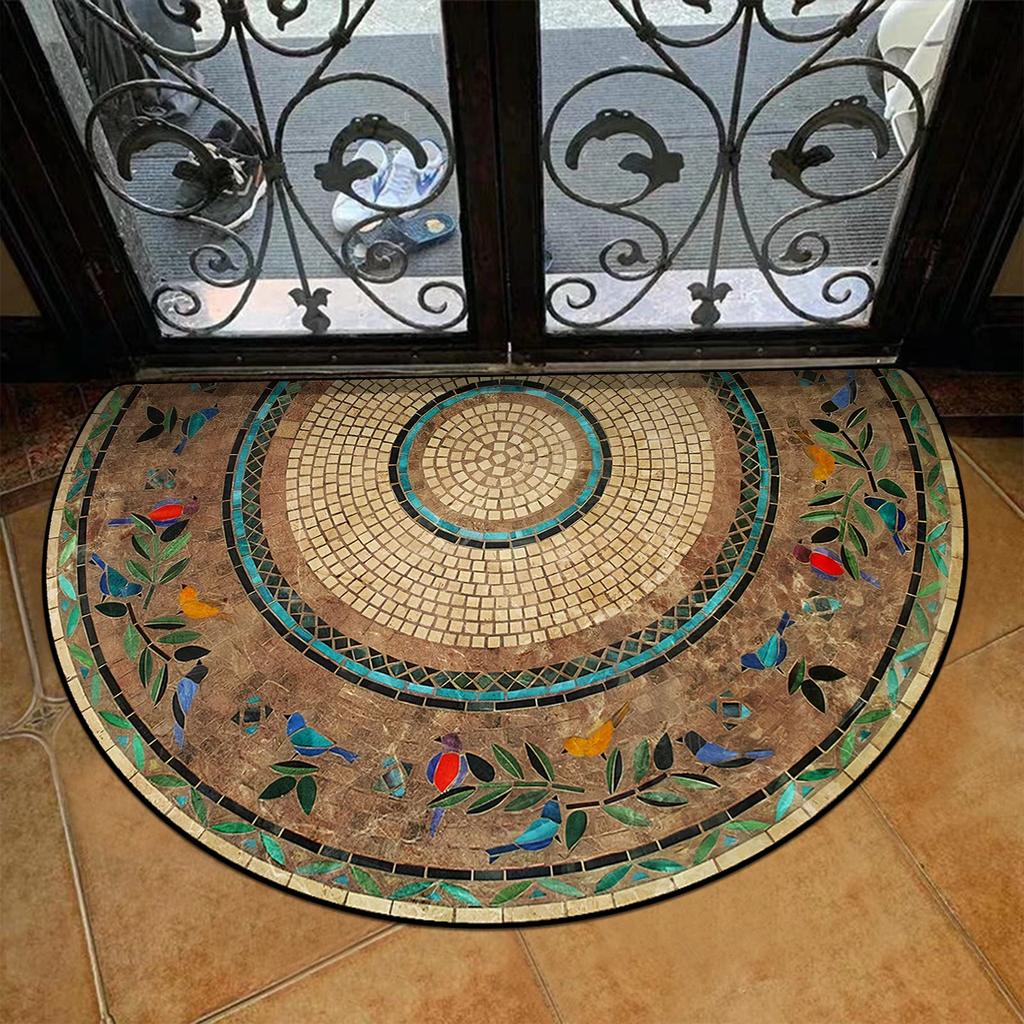 Входной коврик Весенние садовые украшения Уличный ковер Коврик для прихожей Полукруглый коврик Цветные цветочные напольные коврики
