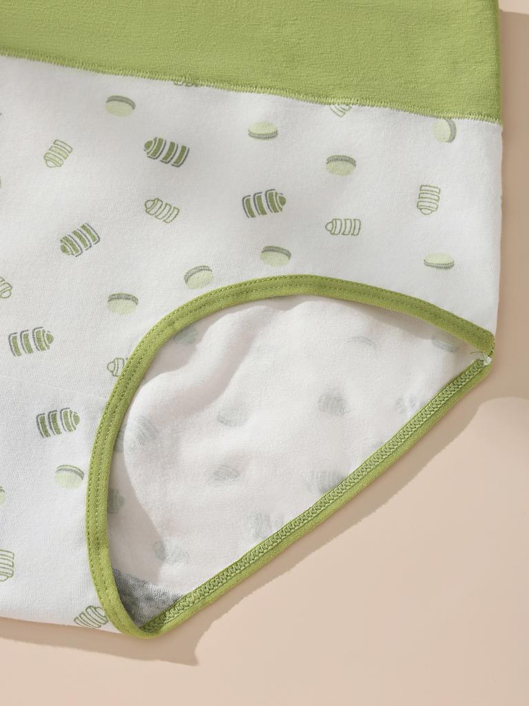 4 шт. Женские хлопковые трусики с высокой посадкой, с принтом, мягкие, дышащие, с контролем живота, облегающие, нижнее белье, удобные повседневные трусы