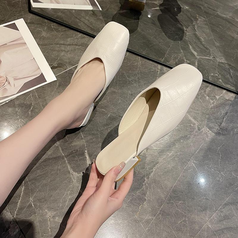 Новое поступление лета, повседневные модные однотонные тапочки Baotou, удобные нескользящие женские туфли на низком каблуке, НЕТ:Е2205