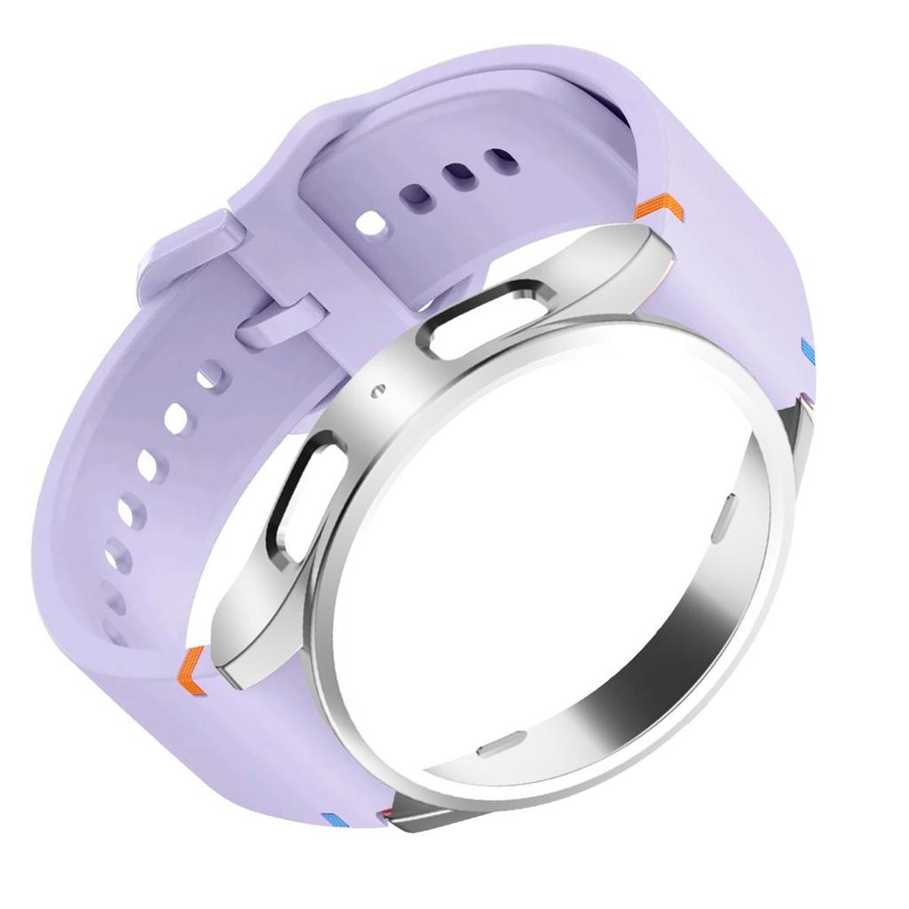 Чехол+Ремешок для Samsung Galaxy Watch 7 6 5 4 40 44мм Силиконовый Ремешок Защитная Крышка-Бампер из ПК для 6 Classic 43 47мм Спортивный Браслет