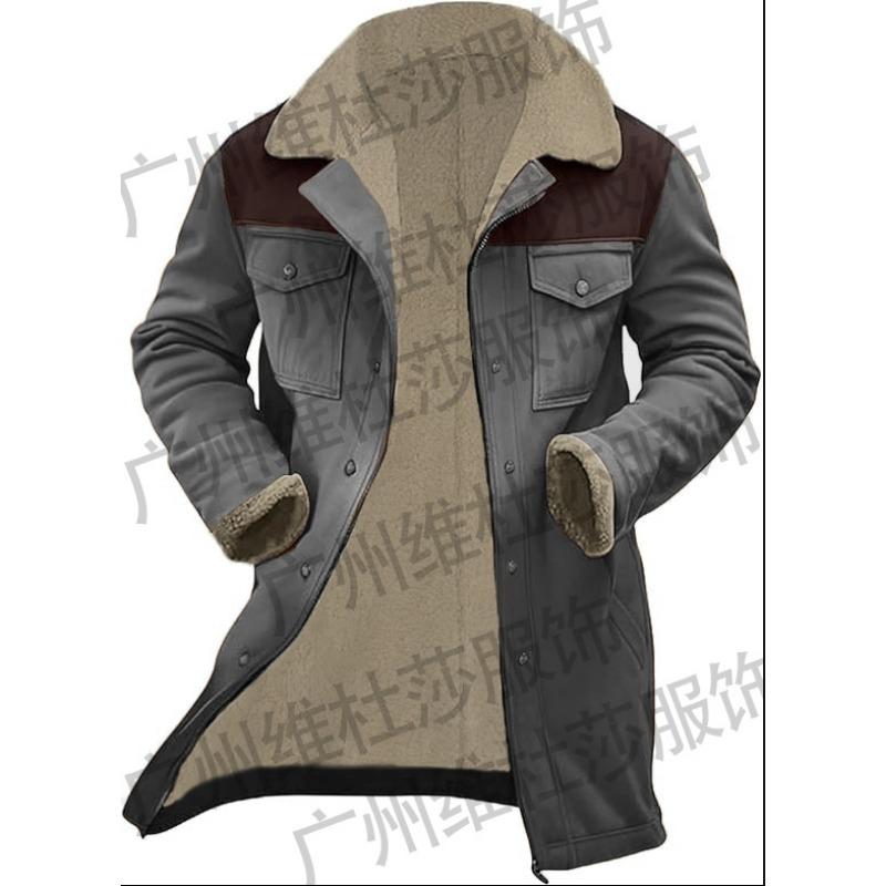 Мужское пальто на осень и зиму, куртка с цветовой блокировкой из замши, пальто с несколькими карманами, 1 цвет doma