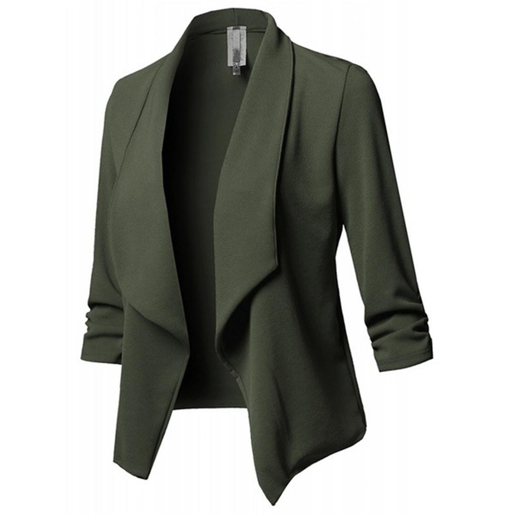 Womens  Color Solid Open Front Cardigan Long Sleeve Casual Jacket Coat