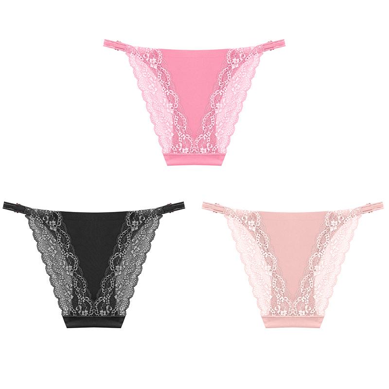 3PCS Sexy High Cut Breathable Panties V Waist Women Briefs Seamless Adjustable Strap Bikini Underwear for Women
