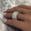 Sterling  Luxury Wide Promise Rings for Women Pull Paved CZ Sparkling Wedding Bands Rings Fashion Jewelry