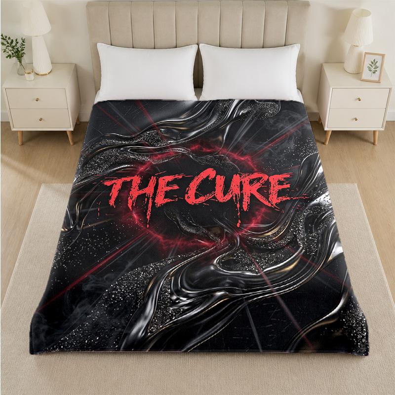 The Cure Print Flannel Blanket Cozy Lightweight Plush Throw Blanket For Bed Sofa Household Use