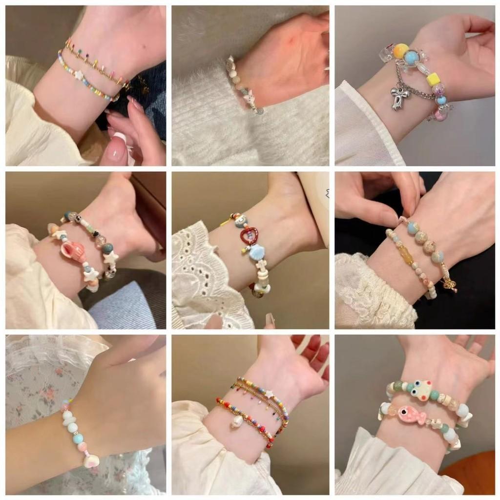 Макарон Стильный Керамический Браслет с Бусинами в виде Морской Раковины Женский Сладкий Свежий Дизайн Лето