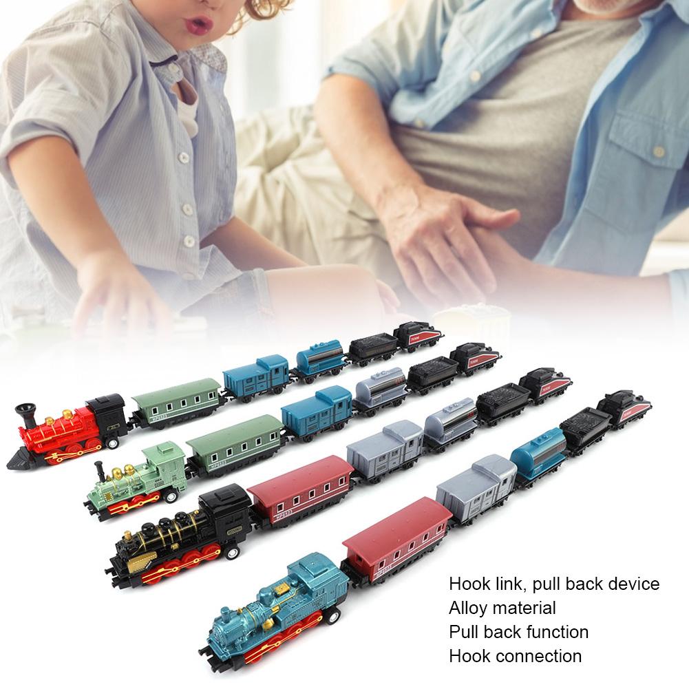 4 Набора Поезда Игрушка Оттяни Назад Паровозы Модель Набор Разные для Детей( модель)
