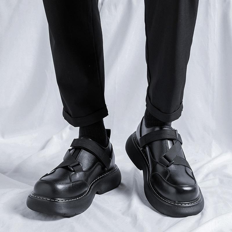 Кожаные туфли мужские деловые британские повседневные туфли с одной педалью и большим носком модные мужские туфли дерби на платформе 59019-R