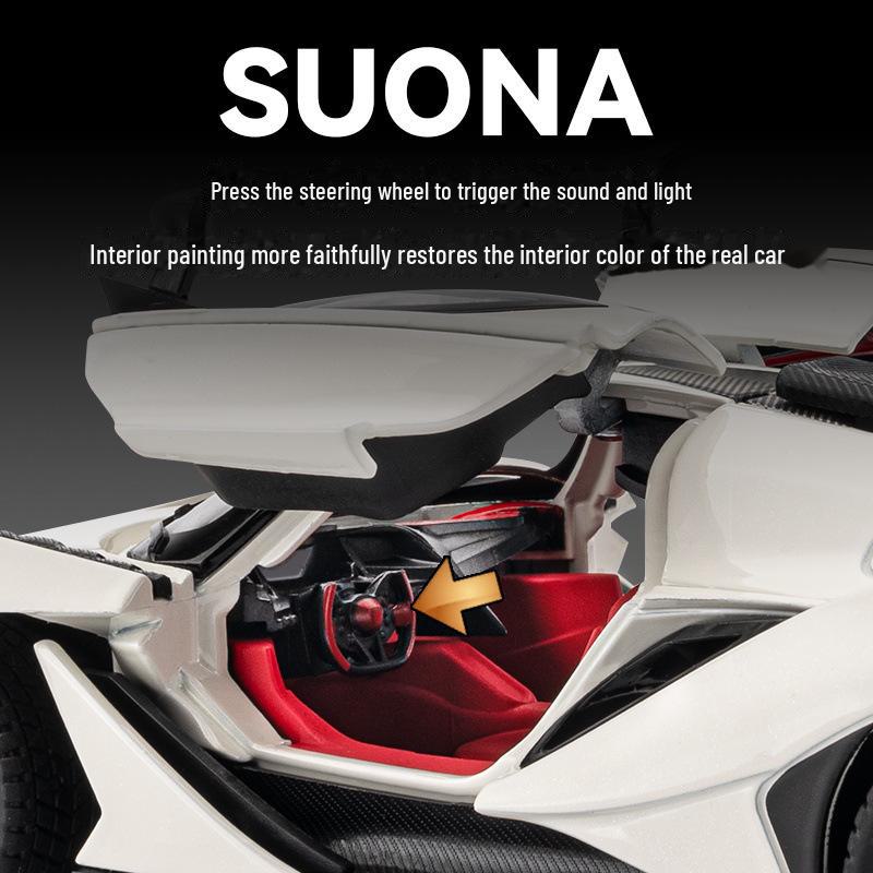 Аполлон IE 1:24 Модель автомобиля из легкого сплава: Спортивная игрушка с оттягивающимся механизмом, звуком и светом, с открывающимися дверцами