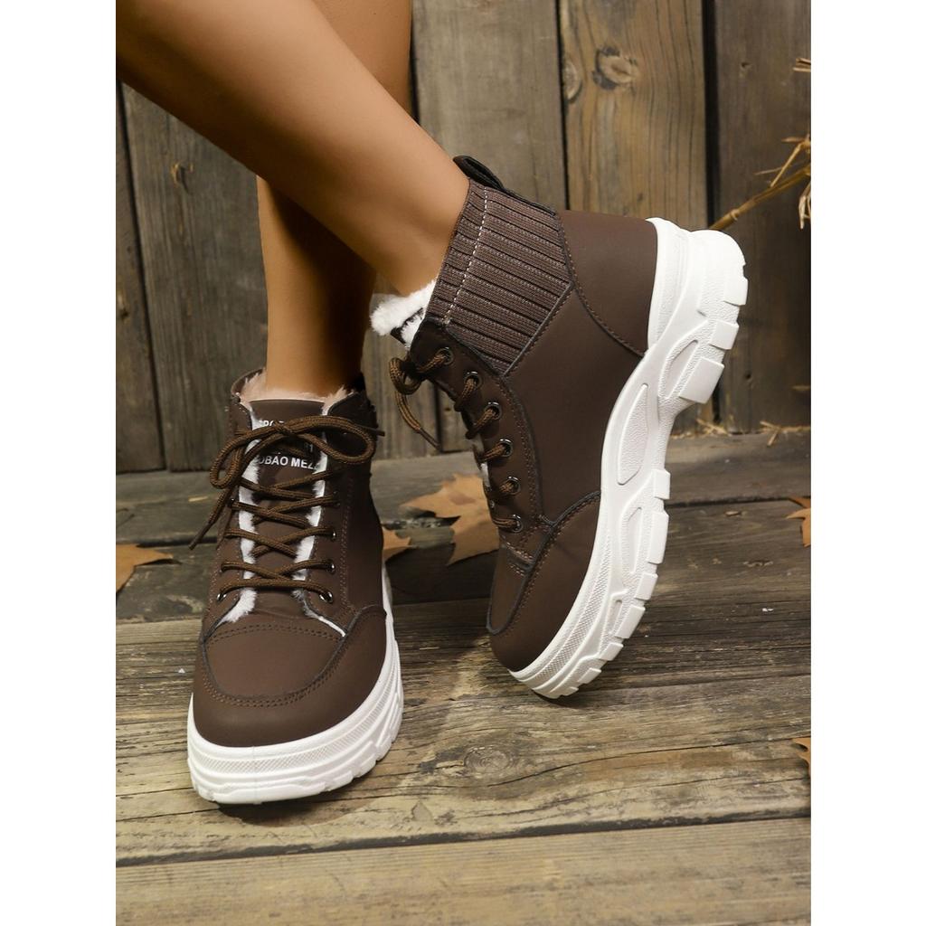 Ladies, Suede Shoes, Lace Up Shoes, Thick Soled Shoes, Snow Boots, Warm Shoes, Thick Shoes, Comfortable, Casual Shoes, Short Boots