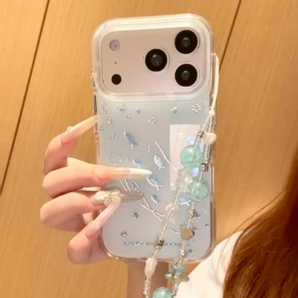 Милый Синий Мультяшный Золотая Рыбка Чехол для iPhone 17 Pro Max Стиль Ins Модный Защитный Чехол для Женщин