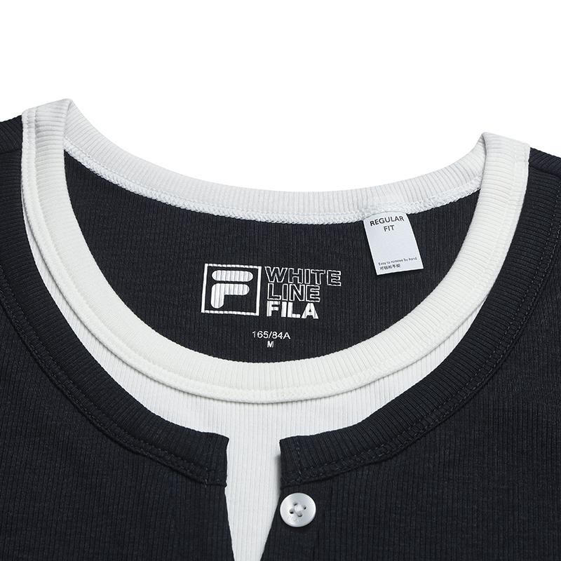 Fila Белая Модная Удобная Простая Повседневная Футболка с Коротким Рукавом Женские топы Легендарно-Синий F51W623101FNV