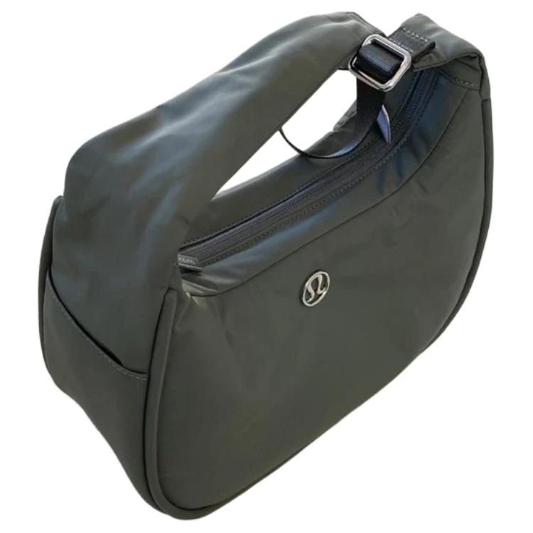Lululemon 4L Metal Logo Zipper Closure Nylon Tote Shoulder Bag Women bags Green Gray LW9EUCS-GRSG