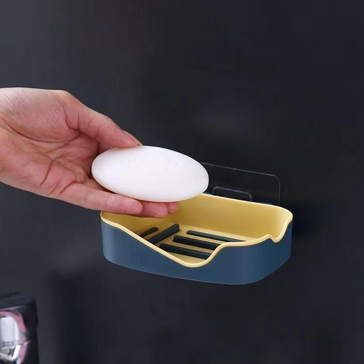 1 Single Layer Detachable Drain Soap Box Wall-Mounted Seamless Punch-Free Storage Bathroom Bath Accessories Storage Supplies