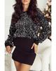 Azura Exchange Черная укороченная блузка с длинными рукавами и круглым вырезом, расшитая пайетками