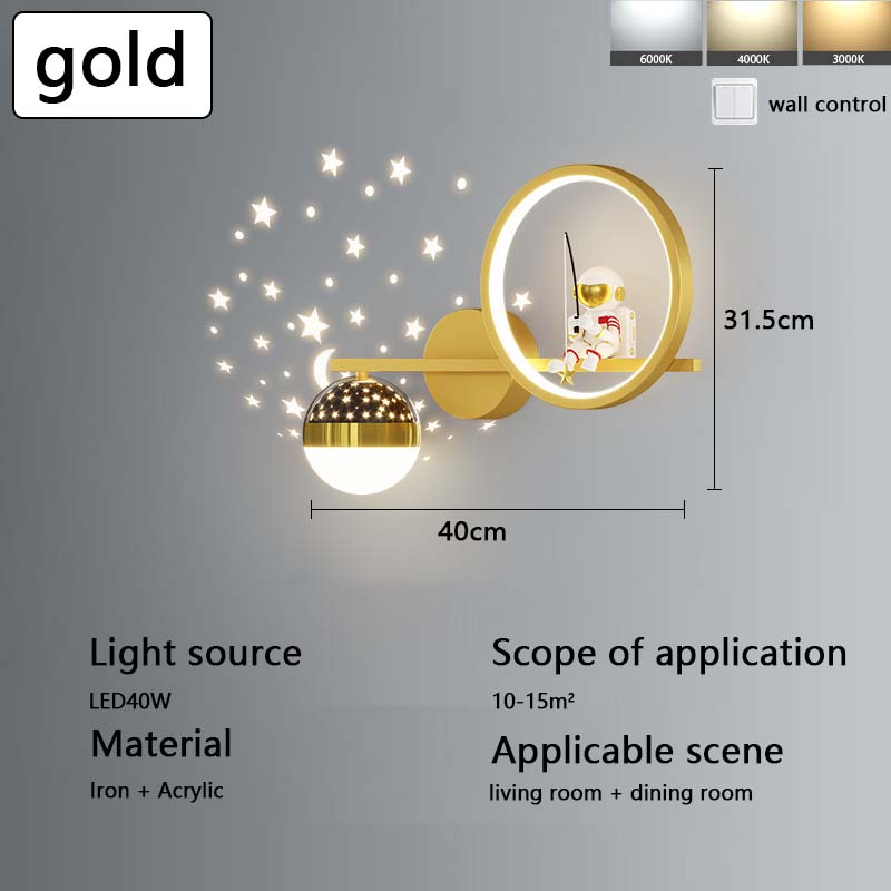 Новый современный фон настенный светильник креативный астронавт мультфильм космонавт мальчик и девочка комната звезда спальня ночники и фонари