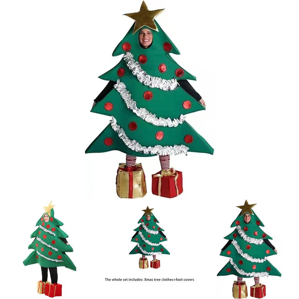 Colorful Vibrant Cheerful Christmas Tree Cosplay Costume Funny Clothes Suit Xmas Fancy Dress Party Adults