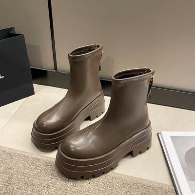 Ботинки на платформе из кожи в стиле ретро для женщин, модные женские ботильоны с мягкой подошвой, весна-осень, дизайнерская повседневная обувь для женщин