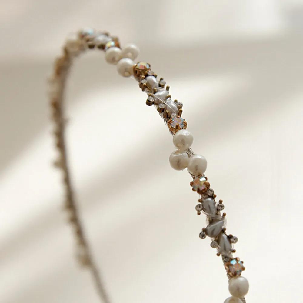J Lauren Aurora Pearl Cubic Slimline Hairband H01162