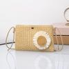 Knit Flower Summer Beach Woman Khaki Clutch Rattan Woven Women Straw Bag Adjustable Shoulder Bag Handbag CLE