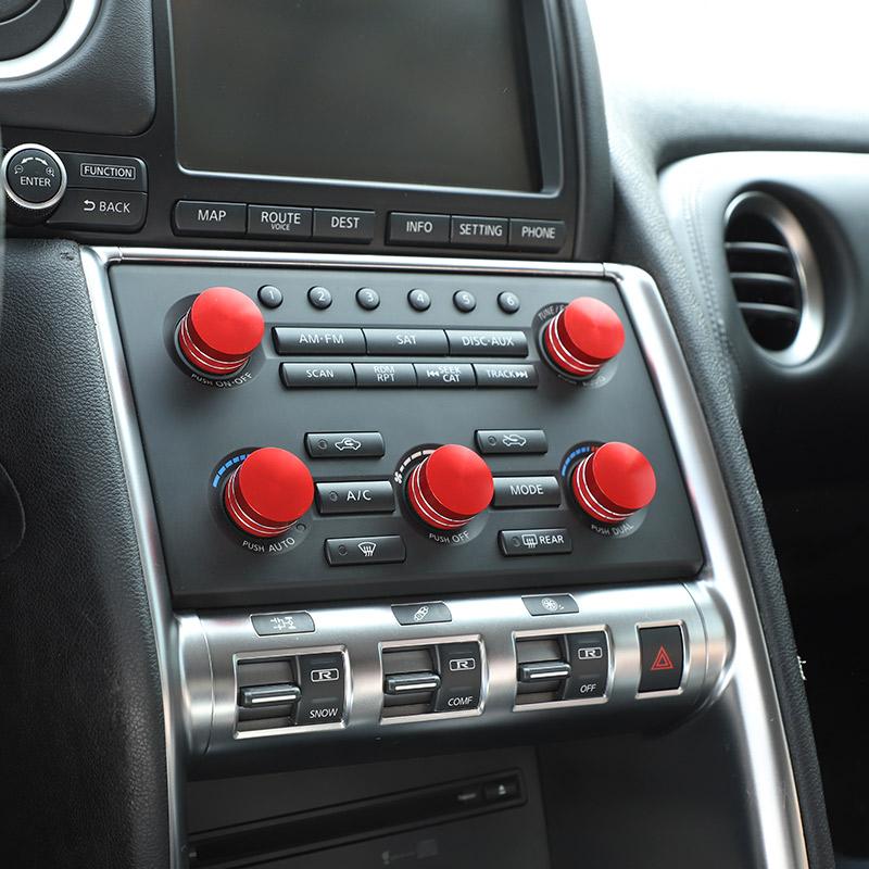Для Nissan GTR R35 2008-2016 алюминиевый сплав красный автомобильный кондиционер ручка громкости крышка декоративное кольцо наклейки автомобиль