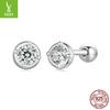 Simple And Exquisite Mini Moissanite Stud Earrings, Daily Versatile S925 Sterling Silver Threaded Stud Earrings.