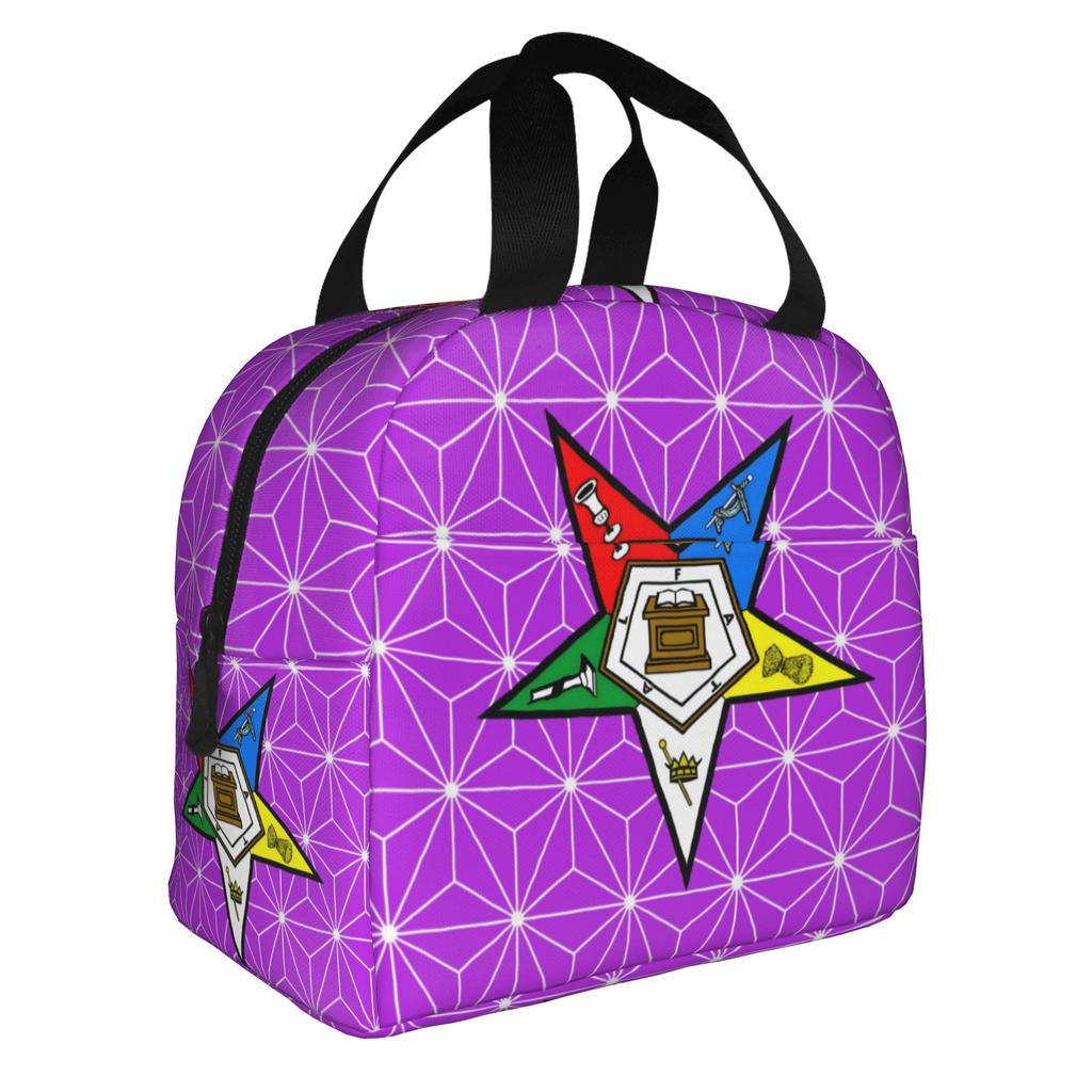 Order Of The Eastern Star Logo Thermal Insulated Lunch Bags Women Portable Lunch Container for School Multifunction Food Box