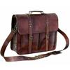 Men's Shoulder Messenger Laptop Briefcase Bag Genuine Goat Leather Vintage Brown