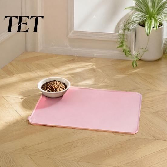 Non-stick Pet Food Tray Grade Silicone Feeding Mat, Anti-Slip Dog Cat Bowl Raised Edge Pad Waterproof Insulation for Puppy Kitten Portable Mat