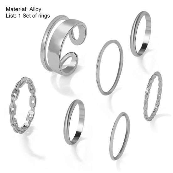 7 шт./комплект женских колец на палец, изысканный простой набор из цепочек и гладких костяшек