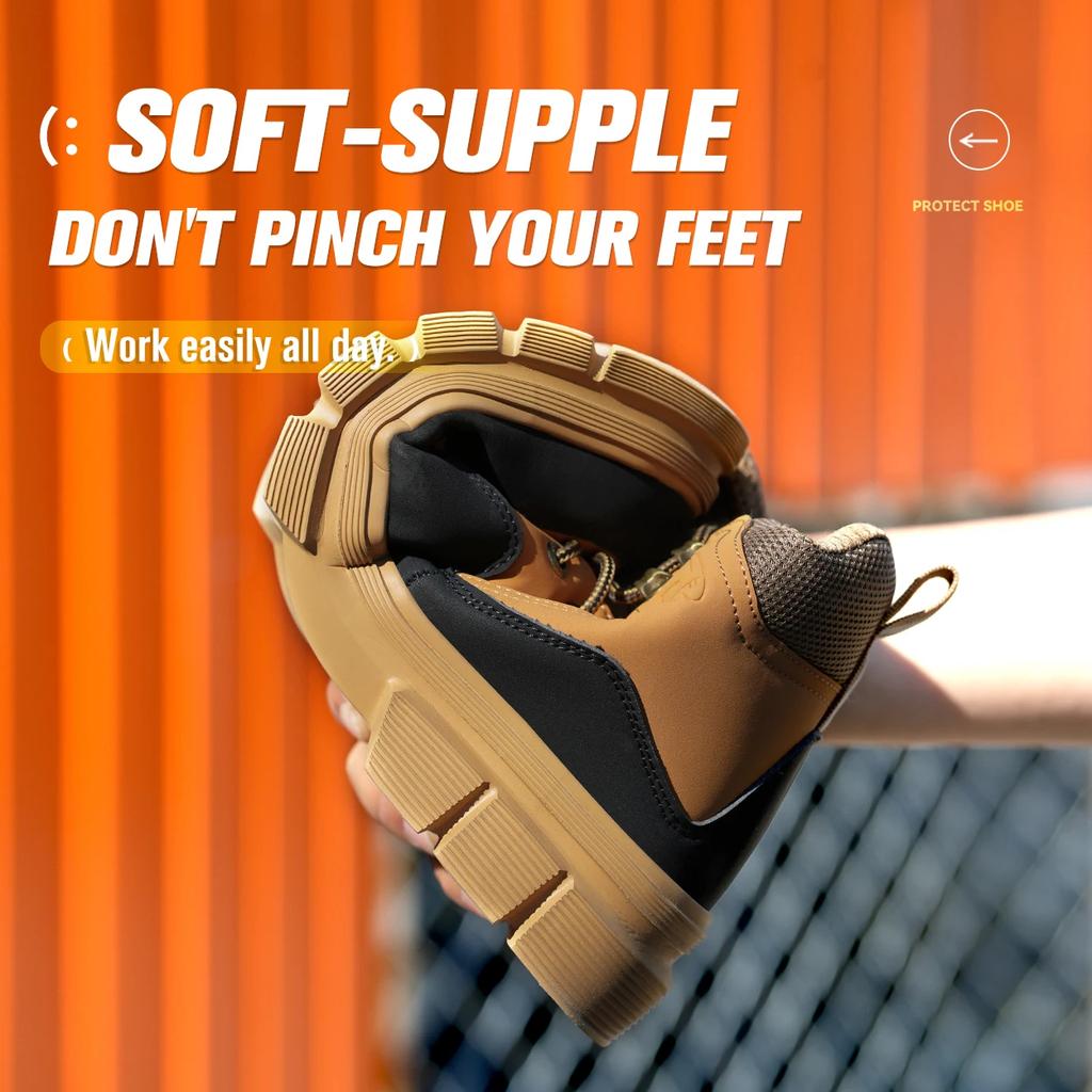 Рабочие ботинки со стальным подноском для мужчин, устойчивые к проколам, легкие, водонепроницаемые, защитная обувь для мужчин, кожаная рабочая обувь, защитная обувь
