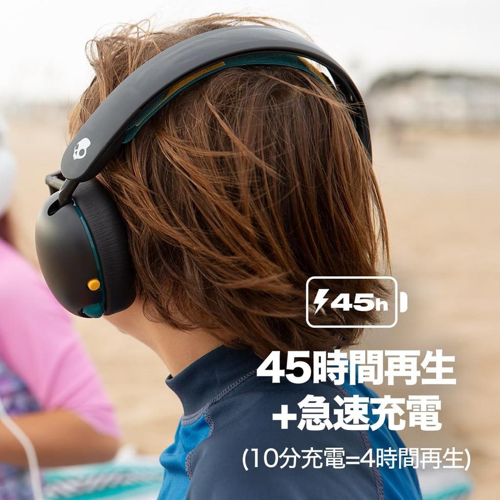 Skullcandy Official Store Grom Wireless Wireless Headphones with Up To 45 Hours Includes Original Sticker Children's Microphone, Playtime, (BLACK)