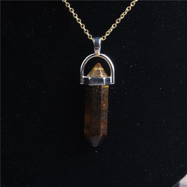 29 Стиль 42 см Натуральный Кристалл Камень Ожерелье Шестигранная Колонна Золотая Цепь Нержавеющая Сталь Подвеска Для Самодельных Ювелирных Изделий Для Мужчин И Женщин