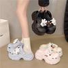 Personalized Hole Shoes Women's 2025 Summer Fashion Outer Wear Height Increase Cute Bear Soft Bottom Beach Cool Slippers Women's Trend