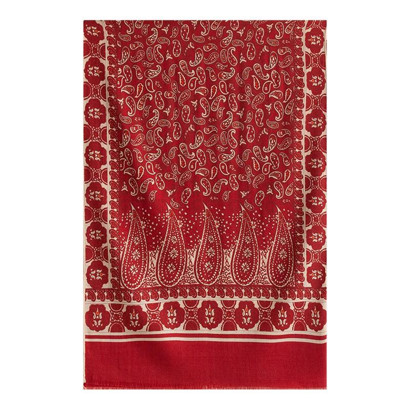 Luxury Soft Silk Wool Scarf Double Sided Print Fashion Shawl Women Sun Protection Warmth