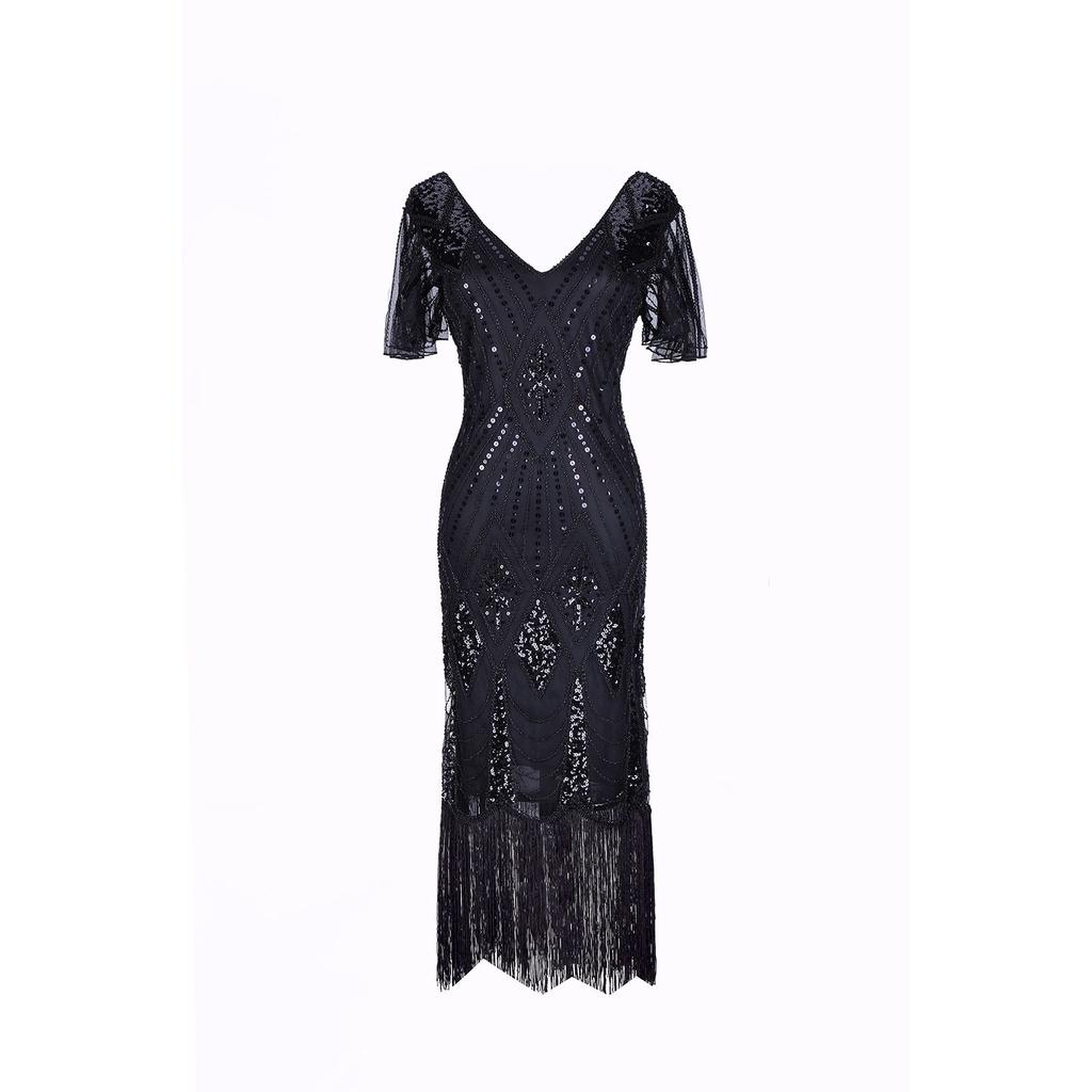 Elegant Womens Sequins Beaded Sleeveless Cocktail Dress For Timeless Evening Glamour