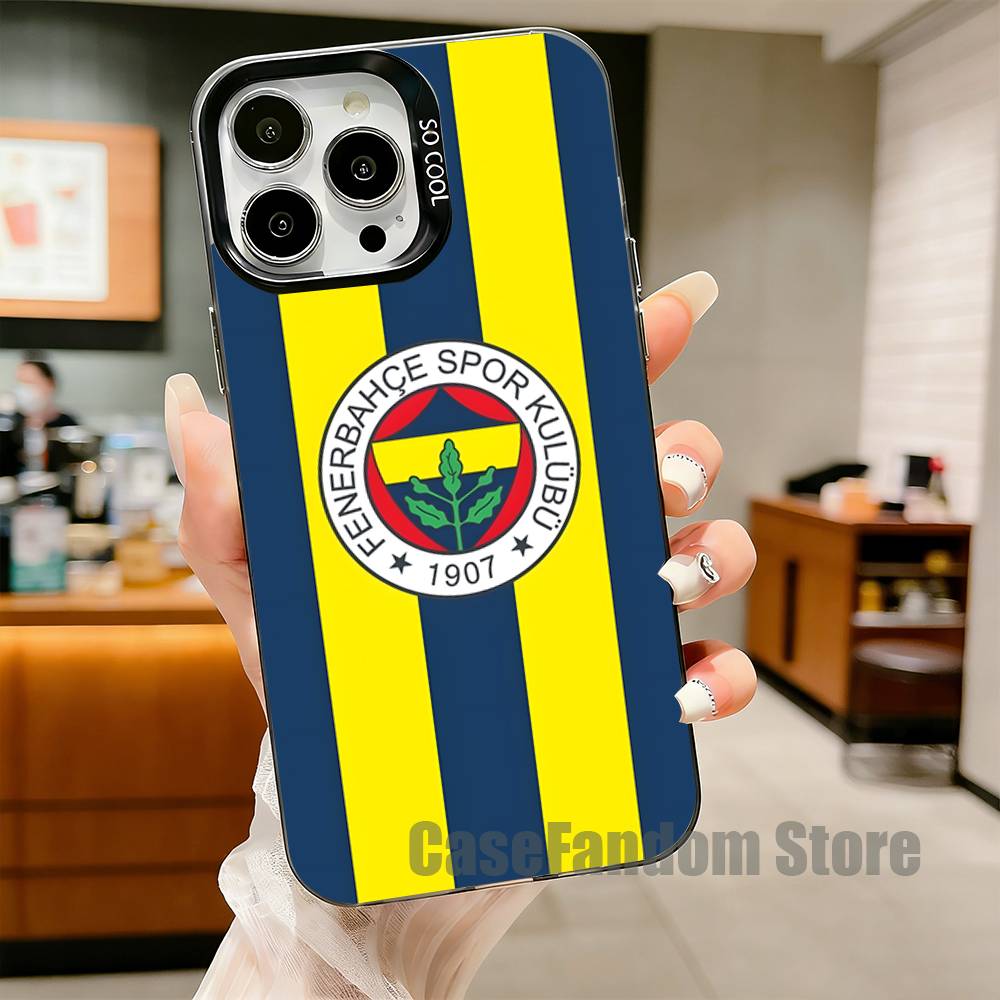 Турция F-F ФенербахчеS-E Для iPhone 17,16,15,14,13,12,11,Pro,MAX,Plus Черный Ударопрочный Конфетный Матовый Чехол