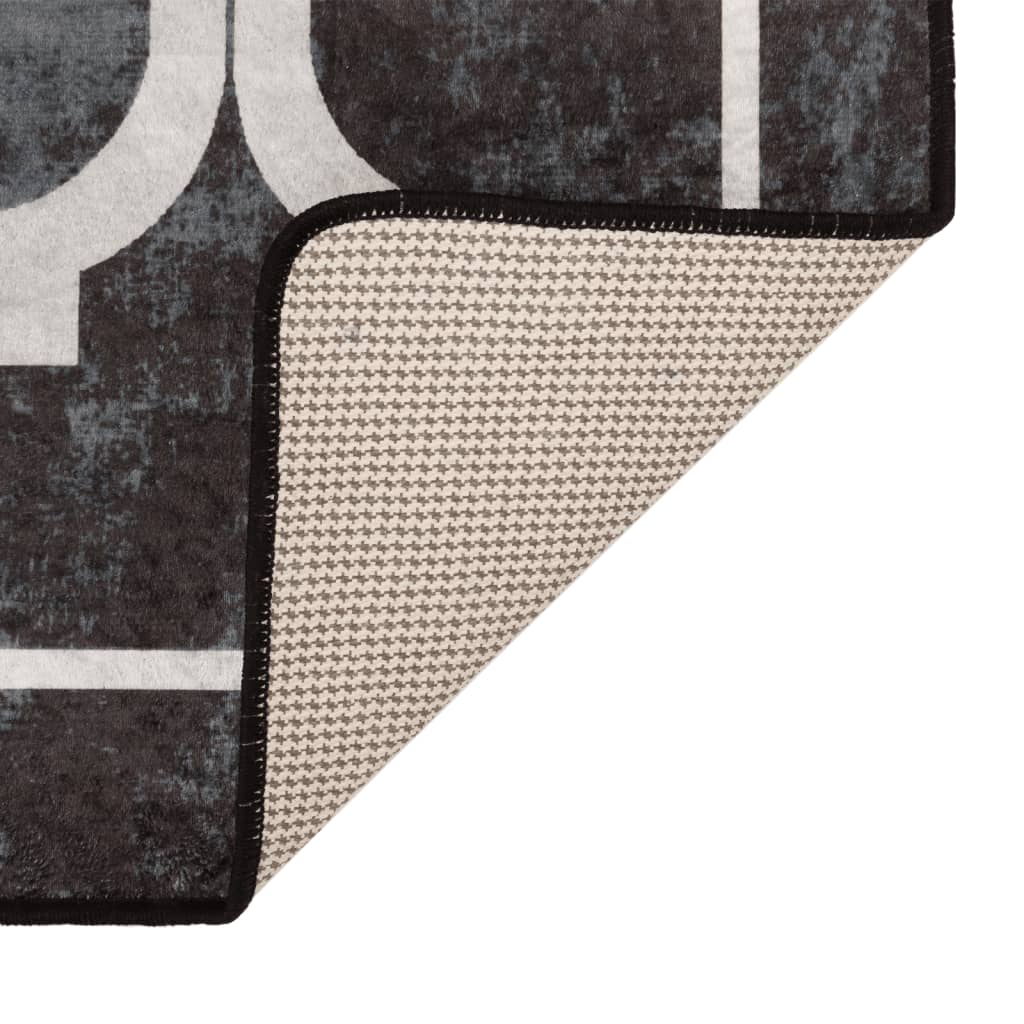 Washable Rug Black and White 80x150 cm