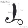 Black Silicone Prostate Massager Plug for Men Curved P-Spot Anal Plug with Ring Handle Male Anal Training Sex Toy