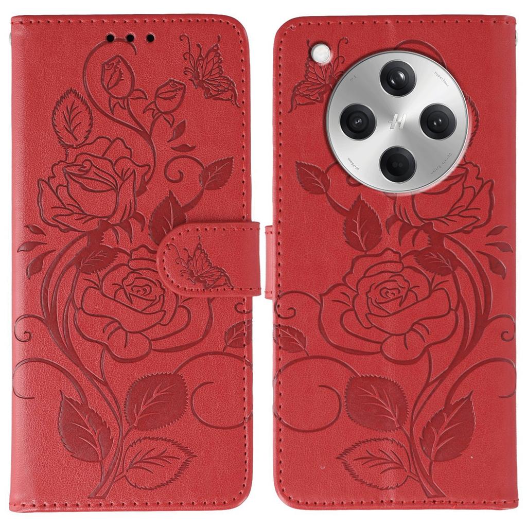 For Oppo Find X8 5G Case Wallet Stand Imprinted Rose Butterfly PU Leather Phone Cover