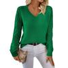 Women's Fashion Casual V-Neck Long Sleeve Loose Personalized Solid Color Sweater