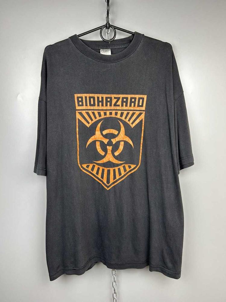 Vintage Biohazard Band T Shirt Tour 90s Short Sleeve Cotton Shirt NZ1758